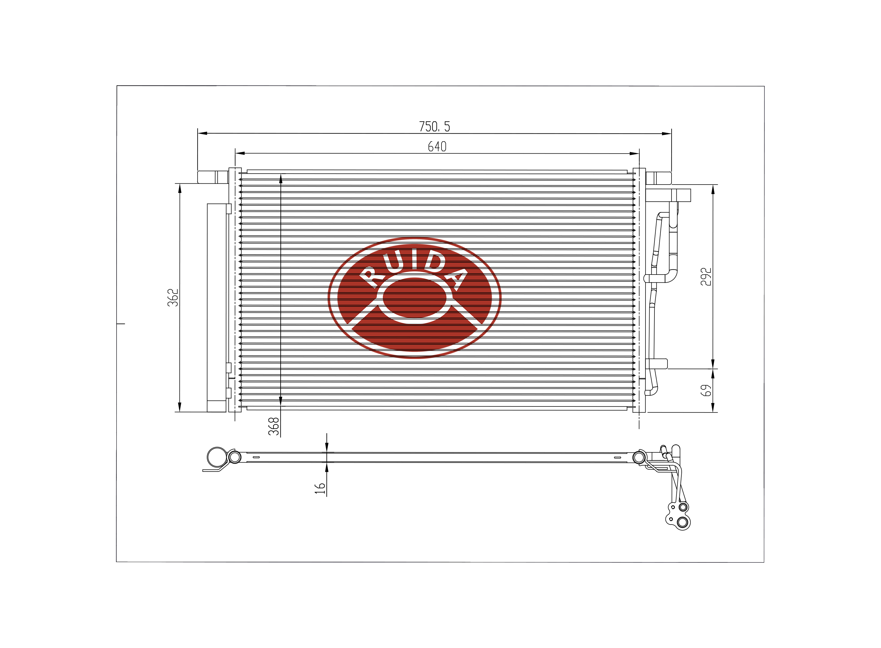 DPI30030 DPI30103 Auto Ac Condenser Drawing