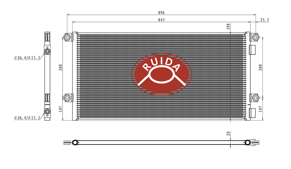 AC Condenser For Volvo VHD VN VNL & Mack CHU CXU GU, 32 3/8 X 16 3/16 Core, LH Parts